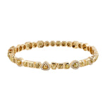 18k Yellow Gold Bangle Bezel Set Diamond Bracelet Women Jewelry