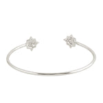 Beautiful Tapered Diamond Cluster Cuff Bangle In 18k White Gold For Her