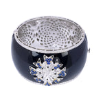 Pave Diamond Sapphire Bangle 14kt Gold 925 Sterling Silver Enamel Jewelry