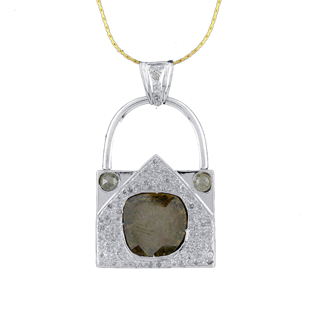 Ice Diamond 14k White Gold Handbag Design Charm Pendant