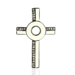 Micro Pave Diamond Cross Mythological Enamel Pendant In Silver