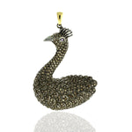Pave Diamond Peacock Design Pendant 14kt Gold 925 Sterling Silver Jewelry