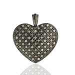 Pave Diamond 925 Sterling Silver Heart Charm Pendant Vintage Jewelry Gift
