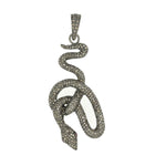 Pave Diamond 18K Gold Silver Ruby Snake Design Pendant Gift