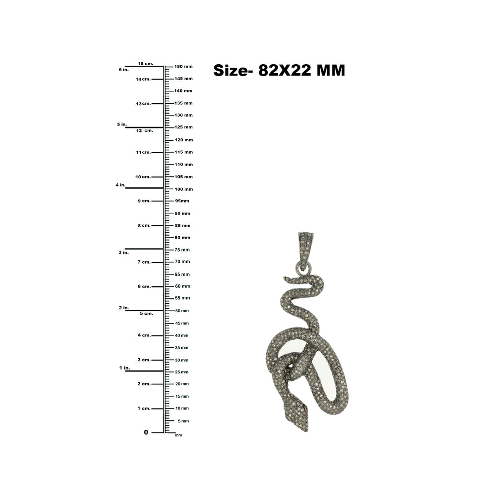 Pave Diamond 18K Gold Silver Ruby Snake Design Pendant Gift