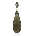Hancarved Quartz Pave Diamond Tear Drop Pendant In 18k Gold Silver For Gift