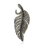 Natural Pave Diamond 18k Gold Feather Pendant Gift 925 Silver Fashion Jewelry