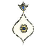 Natural sapphire pave Diamond 18k Gold Silver Designer pendant For Gift