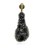 Carved Gemstone 18kt Gold Diamond Pendant 925 Sterling Silver Jewelry
