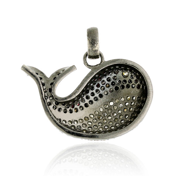 Multicolor Pave Diamond Whale Fauna Pendant In Sterling Silver Jewelry