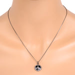 Pave Diamond 925 Sterling Silver Peace Sign Charm Pendant Enamel Jewelry