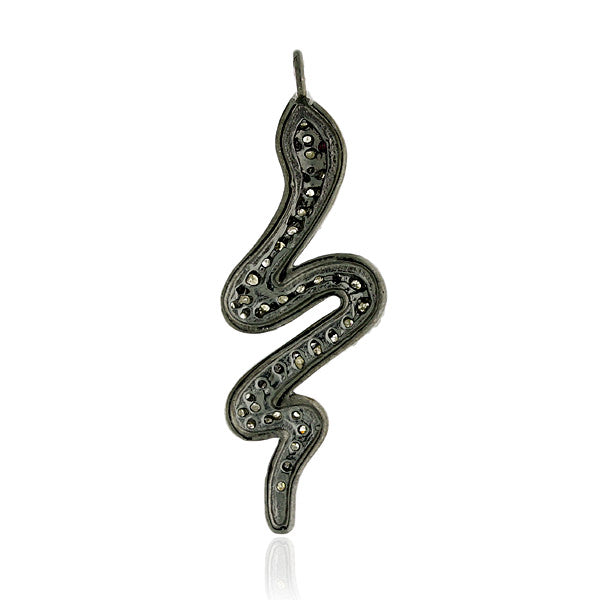 Pave Diamond Snake Design Pendant 925 Silver Handmade Gift
