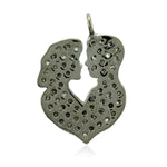 Pave Diamond Couple Charm love Pendant In Sterling Silver Gift