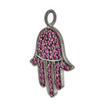 Handmade Natural Ruby Gemstone Hamsa Charm Pendant In 925 Sterling Silver Religious Gift