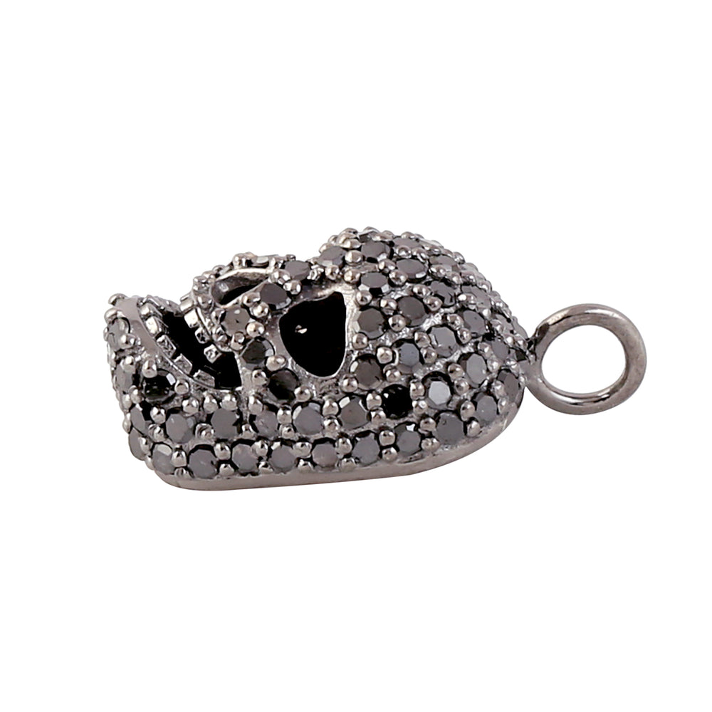 Black Diamond Skull Chram Pendant 925 Sterling Silver Handmade Jewelry