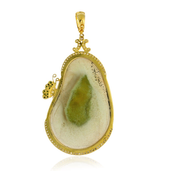 Gemstone Diamond 18kt Solid Yellow Gold Designer Pendant Handmade Jewelry