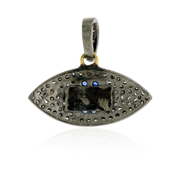 Sapphire Pave Diamond 925 Sterling Silver Charm Evil Eye Pendant Jewelry
