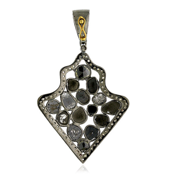 18k Gold Silver Uncut Diamond Cluster Pendant For Her