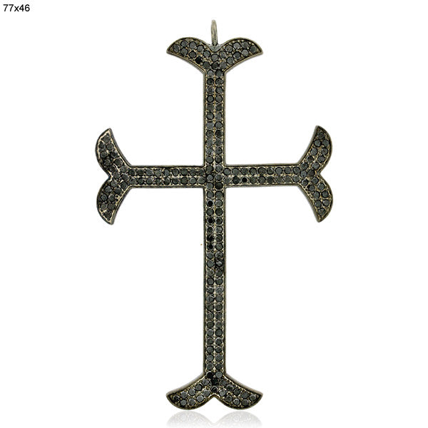 Micro Pave Black Diamond Cross Design Mythological 925 Silver Jewelry