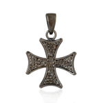 Diamond Vintage Look Holy Cross Charm Pendant 925 Sterling Silver Jewelry Gift