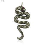 Pave Diamond & Ruby Gemstone 925 Sterling Silver Snake Pendant Fashion Gift