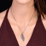 Pave Diamond 925 Sterling Silver High Fashion Feather Pendant Jewelry
