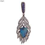 Opal Sapphire 18kt Gold 925 Sterling Silver Diamond Pendant Women Jewelry