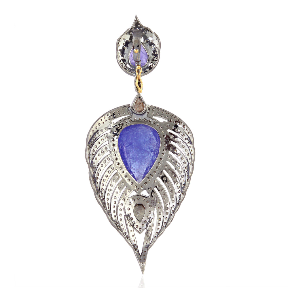 Pave Diamond Tanzanite Gold Designer Pendant 925 Sterling Silver Jewelry
