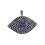 Blue Sapphire Pave Diamond 925 Sterling Silver Marquise Shape Eye Pendant Jewelry