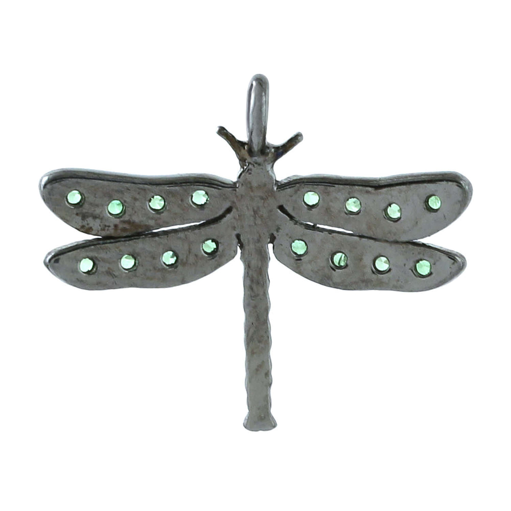 Natural Tsavorite Dragonfly Fauna Charm Pendant in 925 sterling silver