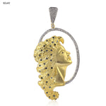 Natural Pave Diamond Gemstone 925 Sterling Silver Carved Women Face Pendant Jewelry