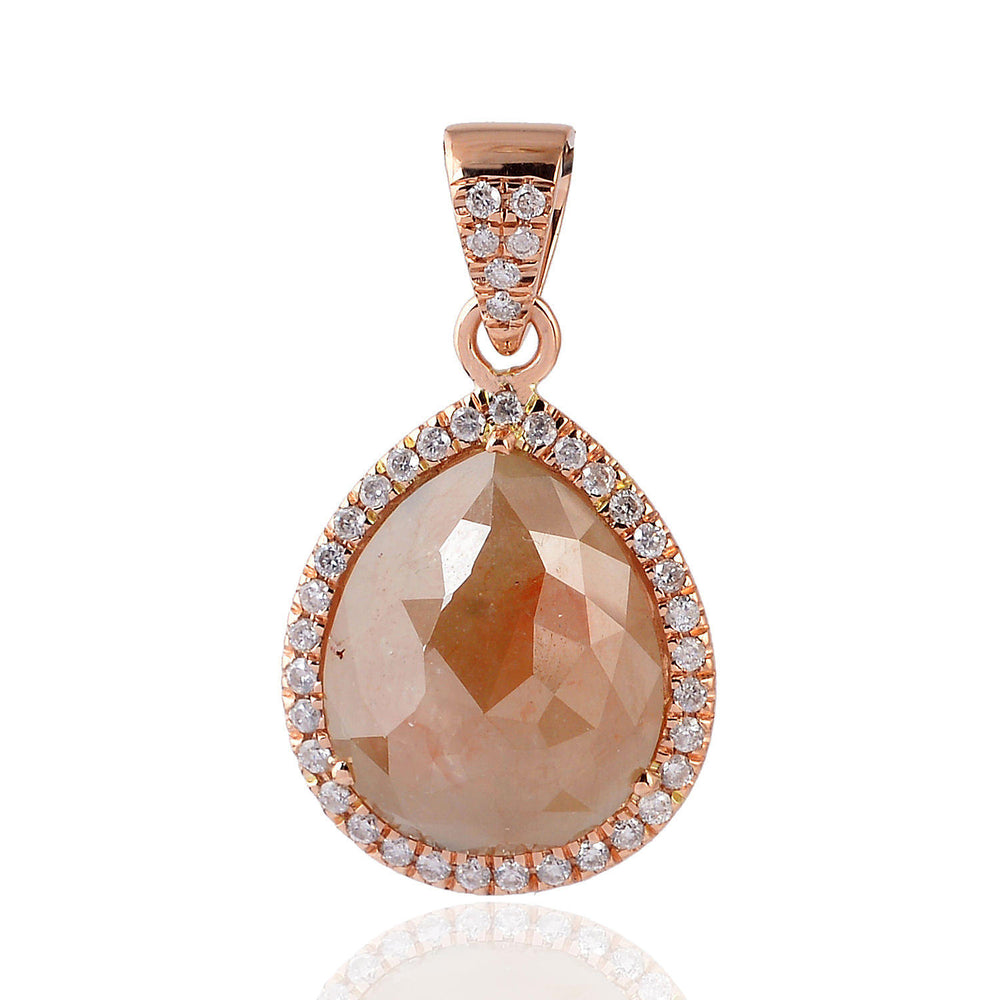 Ice Diamond Pave Diamond Beautiful 18k Rose Gold Pear Shaped Pendant