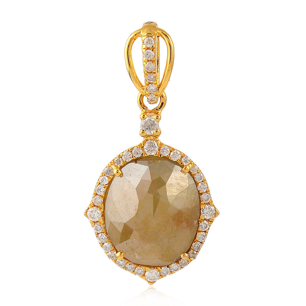 Natural Pave Diamond Designer Beautiful 18k Yellow Gold Pendant