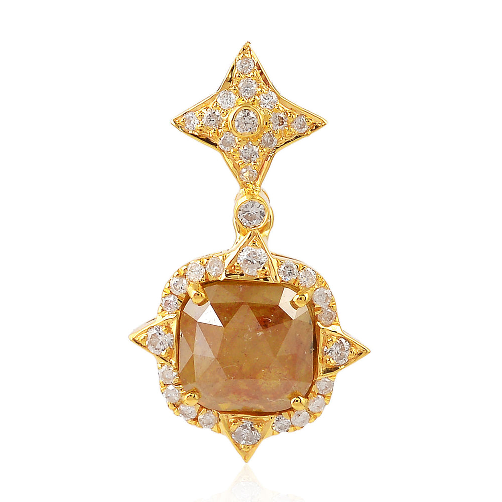 Pave Diamond Star Design Handmade Charm Pendant 18k Yellow Gold