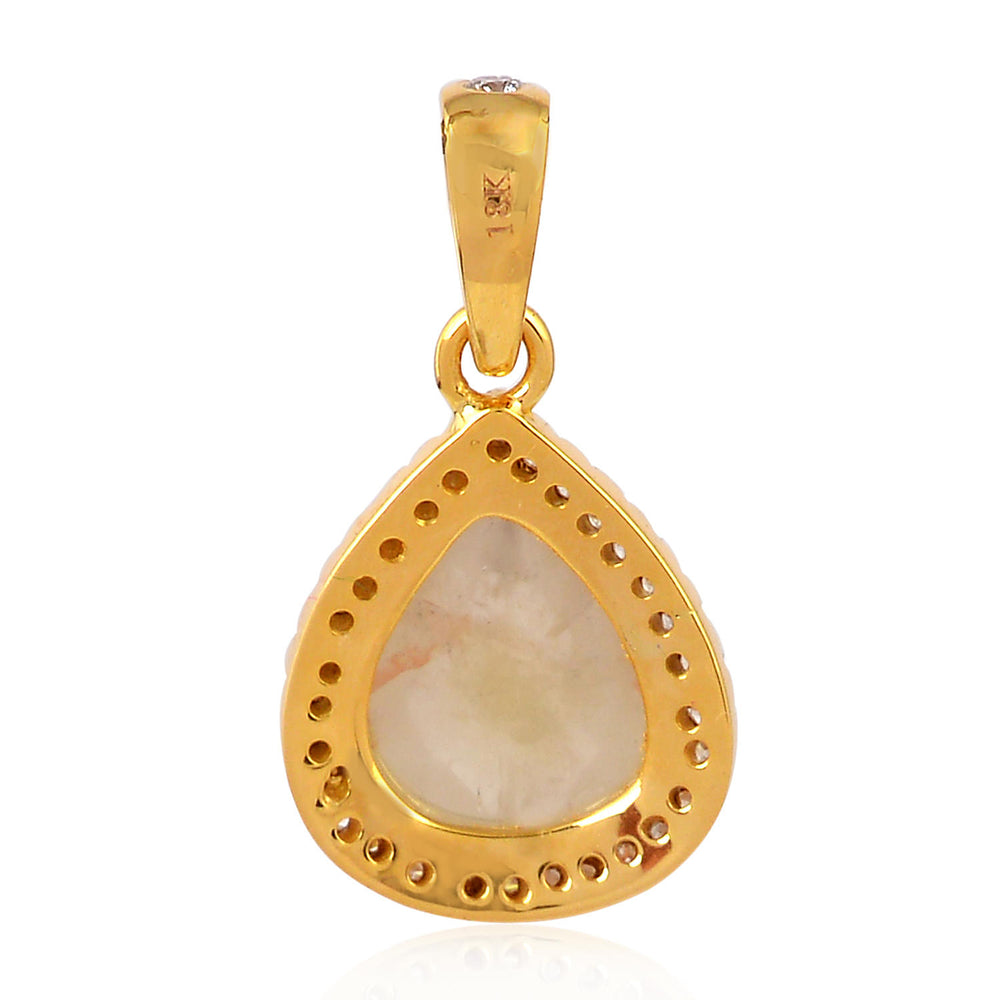 Soild 18k Yellow Gold Tear Drop Designer Pendant Diamond Jewelry