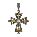 925 Sterling Silver Pave Diamond Cross Pendant Handmade Jewelry