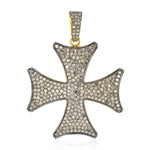 Diamond Religious Cross Sign Pendant Sterling Silver Vintage Jewelry Gift