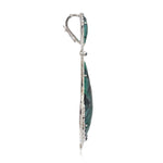 Emerald & Diamond Tear Drop Designer Pendant Jewelry In 18K White Gold