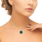 Black Spinel Pave Diamond White Gold Malachite Gemstone Pendant Necklace Gift