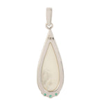 Natural Pearl Pave Diamond & Emerald Pendant 18K White Gold Jewelry