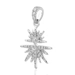 Designer Pave Diamond Star Burst Charms PendaNt In 14k White Gold