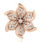 Natural Diamond Daisy Charm Pendant In 18K Rose Gold Jewelry