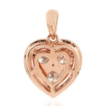 Natural Diamond Heart Pendant Designer Jewelry In 18k Rose Gold For Her