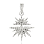 Natural Diamond Star Burst Pendant 18K White Gold Jewelry Gift