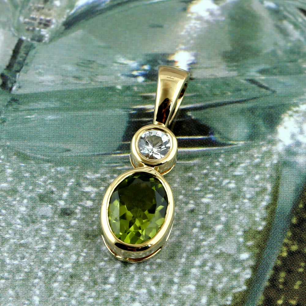 Peridot Charm Pendant 18k Yellow Gold Sapphire Jewelry Gift