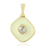 Diamond Charm Pendant 14k Yellow Gold Enamel Jewelry