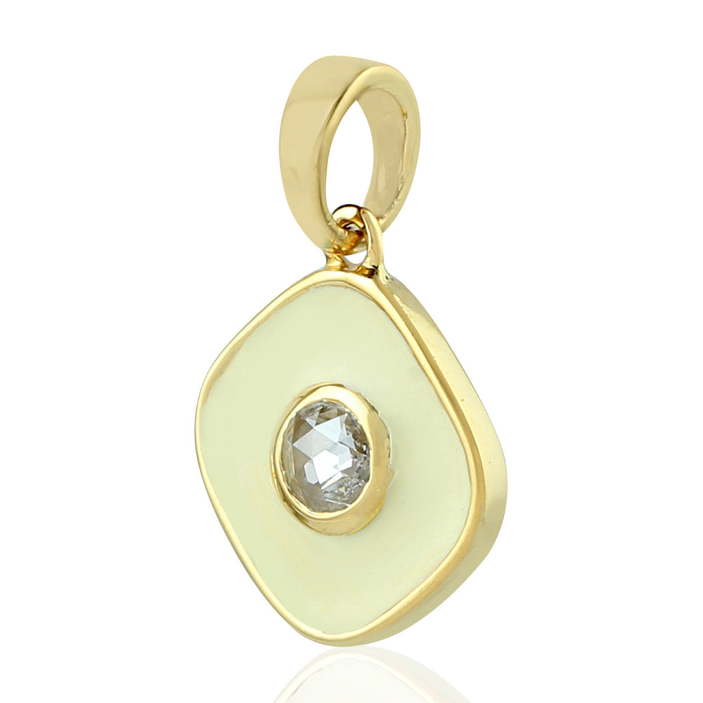 Diamond Charm Pendant 14k Yellow Gold Enamel Jewelry