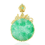 Filigree Jade Emerald Diamond Beautiful pendant In 18k Gold