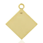 14k Yellow Gold Engraved Initial Charm Pendant Handmade Jewelry