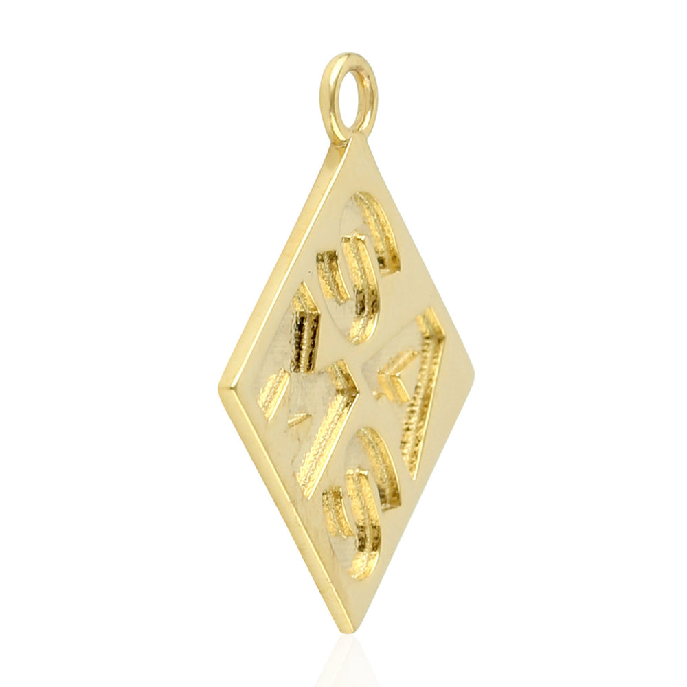 14k Yellow Gold Engraved Initial Charm Pendant Handmade Jewelry